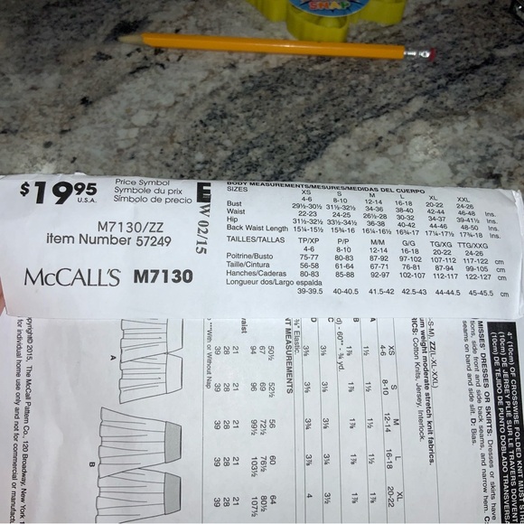 McCall's Patterns M7130 Misses' Dresses or Skirts, Size ZZ (LRG-XLG-XXL) EASY - Picture 4 of 4